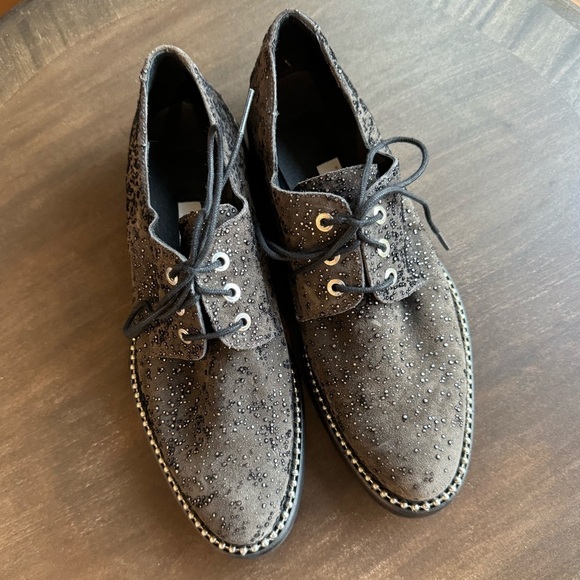 EUC Miista Adelaide Pewter Shine Suede & Leather Oxford Brogues - Size  38 - Picture 3 of 7